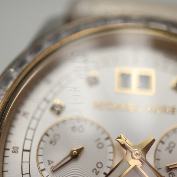 Michael Kors Brinkley Two Tone Pave Chronograph 40mm Watch MK6188 w New Battery main image 8